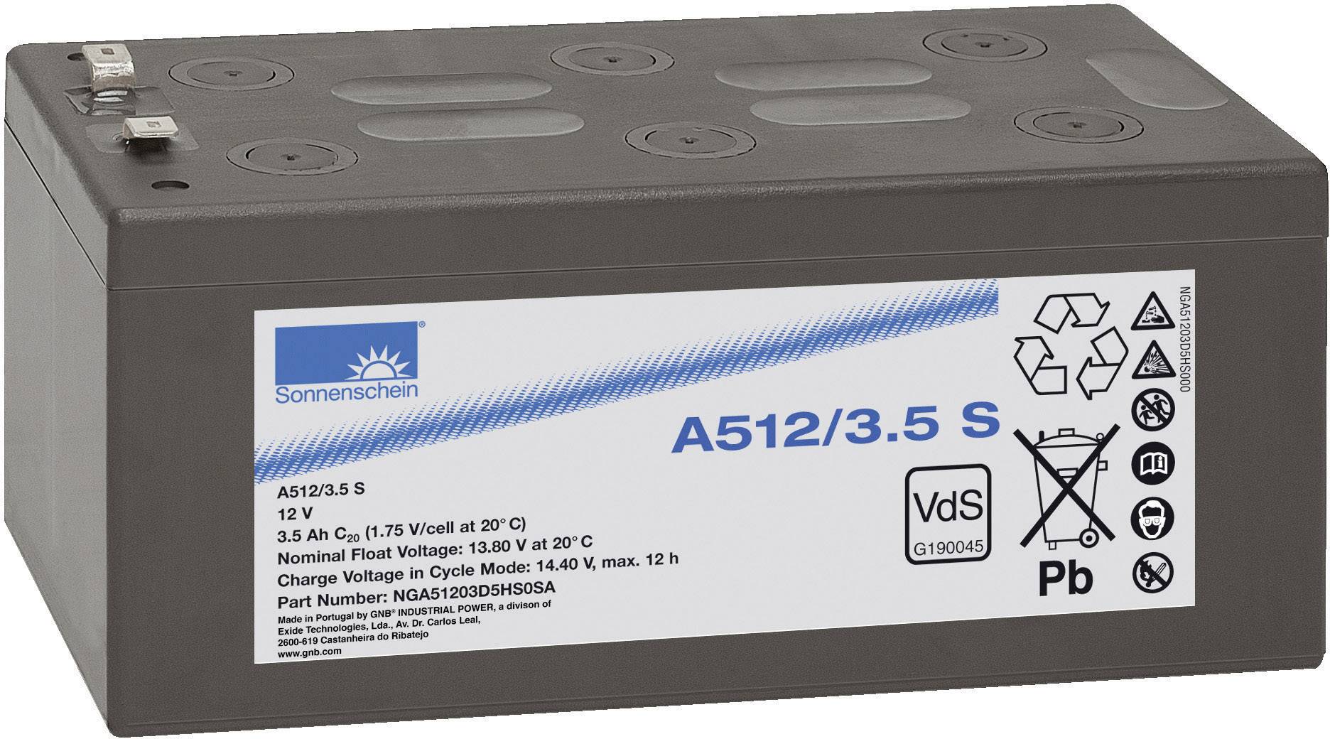 GNB Sonnenschein A512/3,5 S NGA51203D5HS0SA Bleiakku 12 V 3.5 Ah Blei-Gel (B x H x T) 134 x 65 x 67 mm Flachstecker 4.8 mm Wartungsfrei