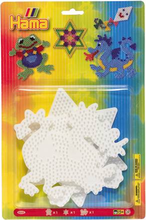 HAMA Bügelperlen Midi - 3er Set Stiftplatten im Blister - Frosch, Drache, groß 4555