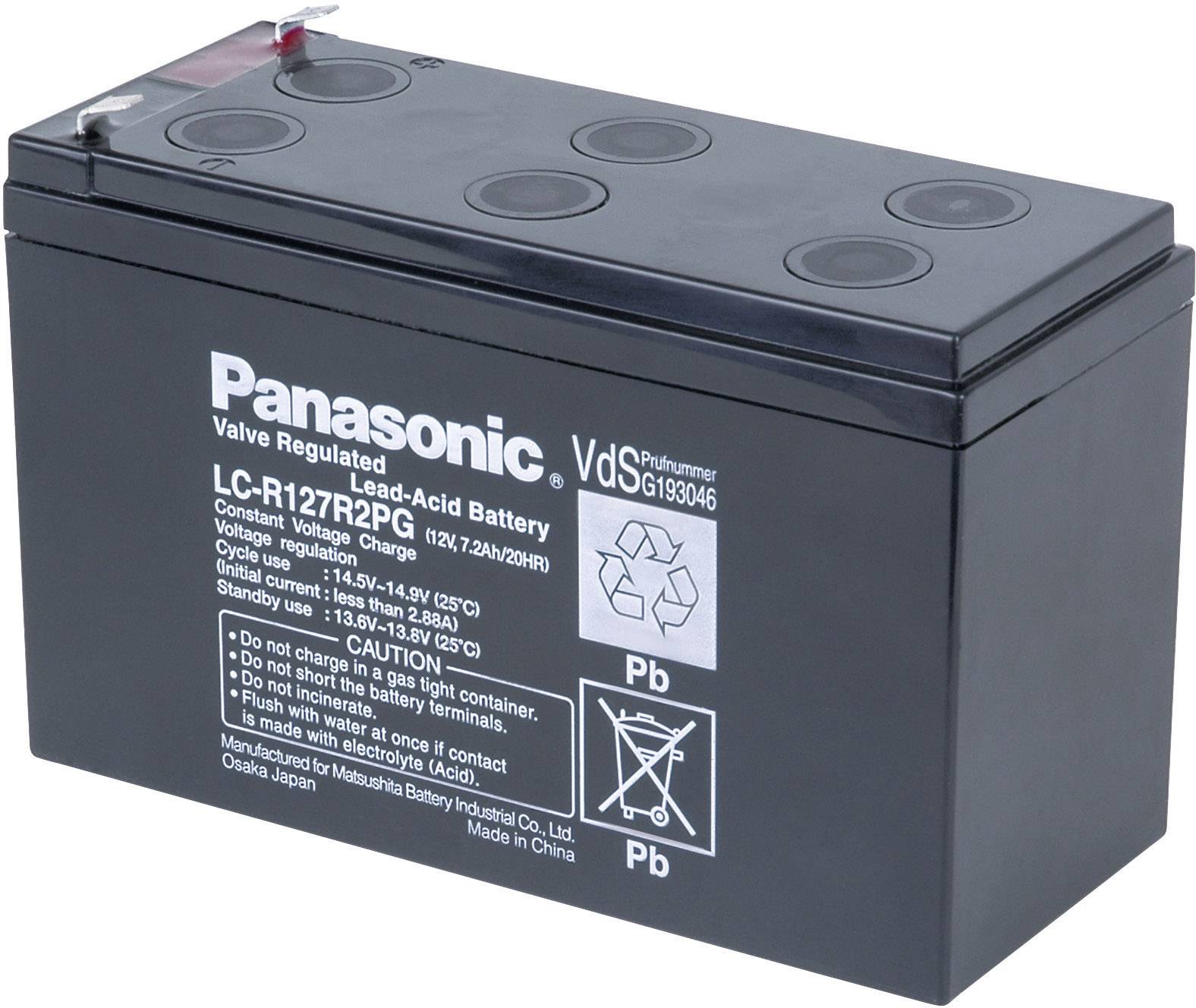 Panasonic 12 V 7,2 Ah LC-R127R2PG Bleiakku 12 V 7.2 Ah Blei-Vlies (AGM ...