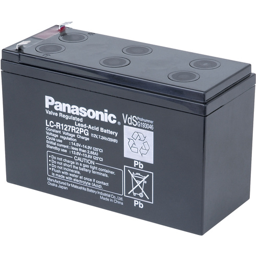 Panasonic 12 V 7,2 Ah LC-R127R2PG Bleiakku 12 V 7.2 Ah Blei-Vlies (AGM) (B x H x T) 151 x 94 x 65 mm Flachstecker 4.8 mm VDS-Zertifizierung