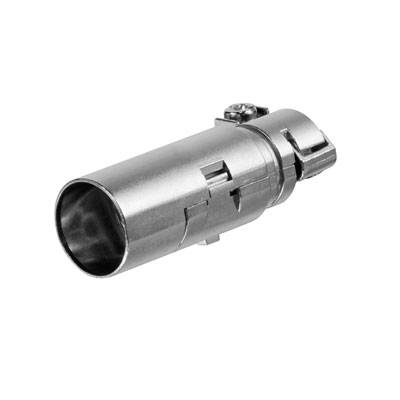 Metallischer Adapterstecker, zylindrische Form.