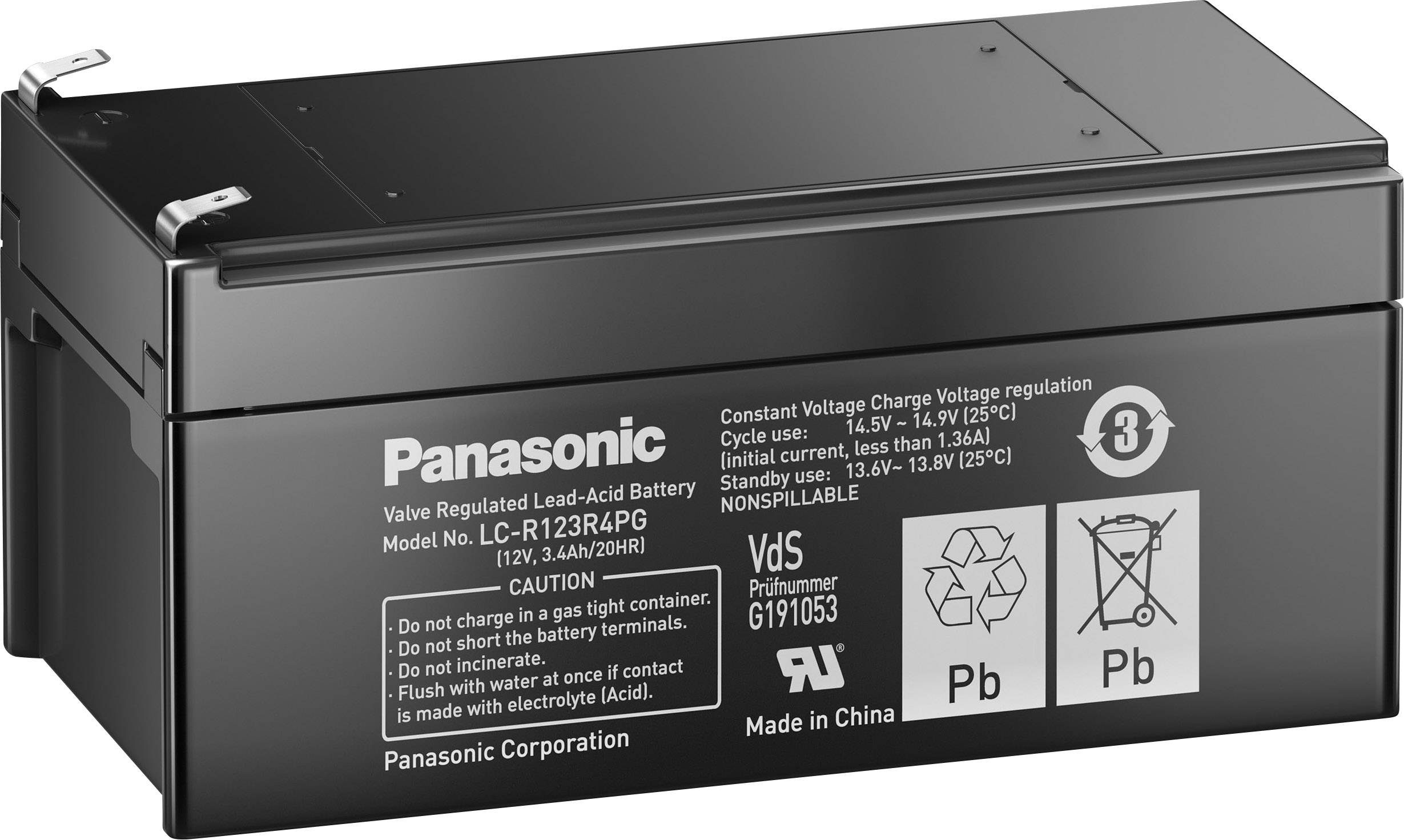 Panasonic 12 V 3,4 Ah LC-R123R4PG Bleiakku 12 V 3.4 Ah Blei-Vlies (AGM) (B x H x T) 134 x 60 x 67 m