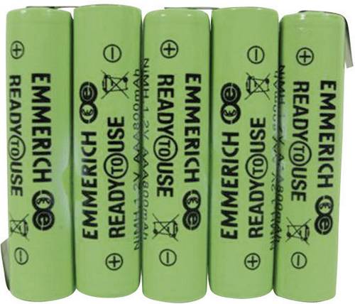 ReadyToUse 5AAA-ZLF Akkupack 5x Micro (AAA) Z-Lötfahne NiMH 6V 800 mAh