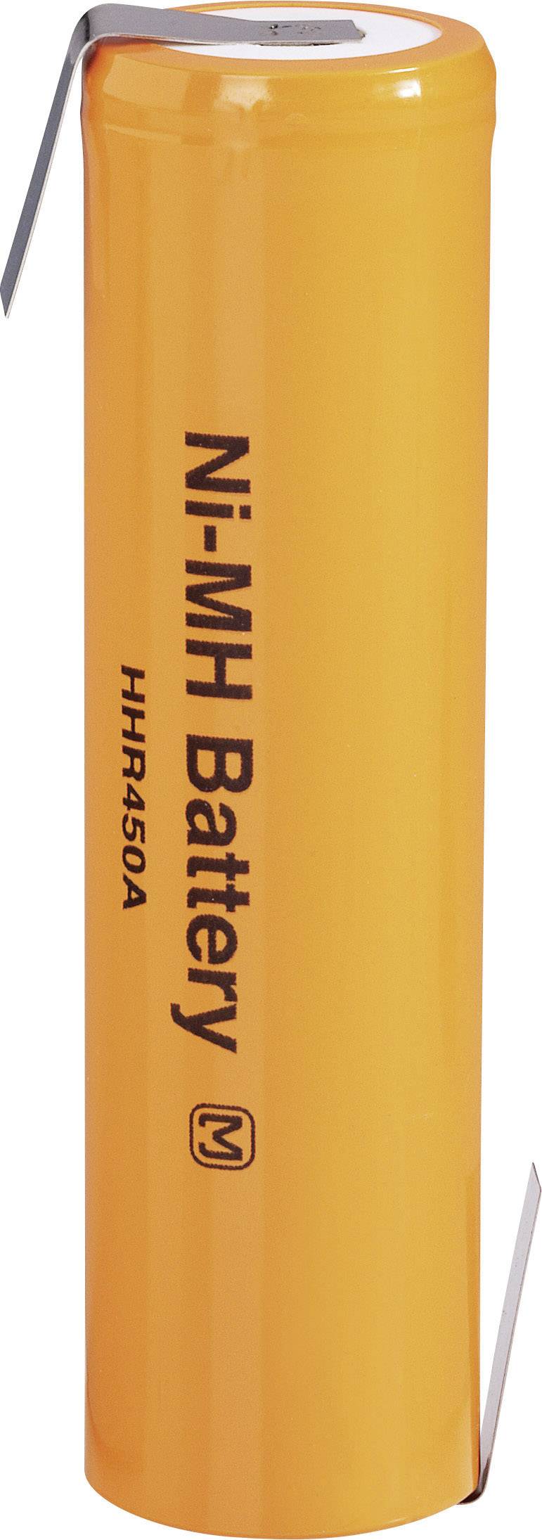 Eine orange Ni-MH-Batterie mit der Aufschrift 'Ni-MH Battery'. Sie ist zylindrisch geformt und hat zwei Anschlusslaschen.