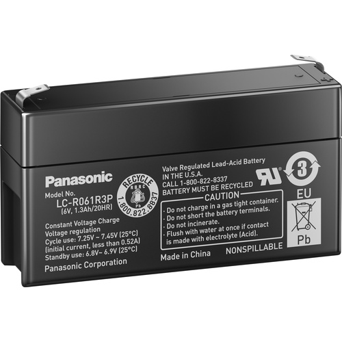 Panasonic 6V 1,3Ah LC-R061R3P Bleiakku 6V 1.3Ah Blei-Vlies (AGM) (B x H x T) 97 x 50 x 24mm Flachstecker 4.8mm Wartungsfrei