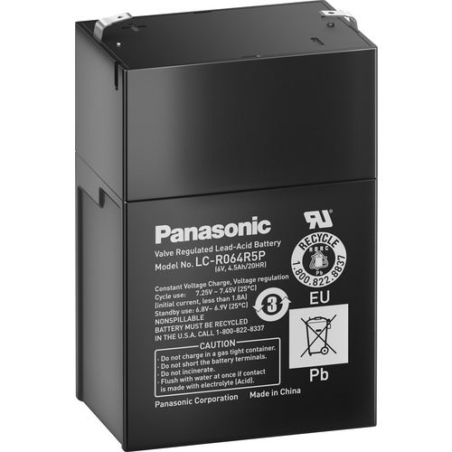 Panasonic 6 V 4,5 Ah LC-R064R5P Bleiakku 6 V 4.5 Ah Blei-Vlies (AGM) (B x H x T) 70 x 102 x 48 mm F