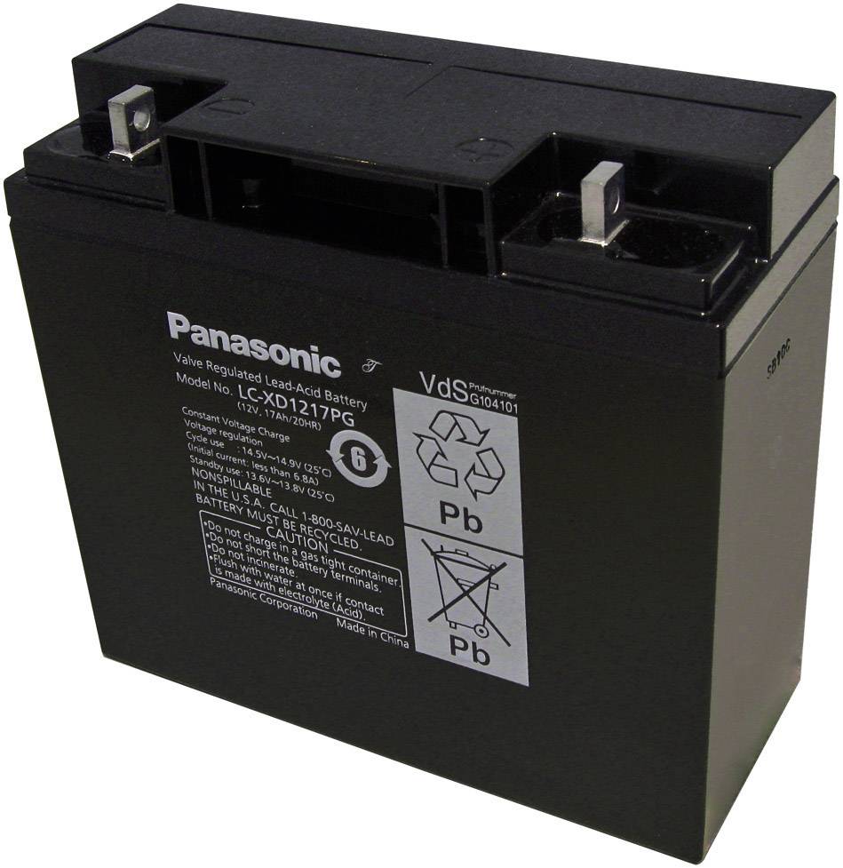 Panasonic Longlife LC-XD1217PG Bleiakku 12 V 17 Ah Blei-Vlies (AGM) (B x H x T) 181 x 167 x 76 mm M5-Schraubanschluss VDS-Zertifizierung