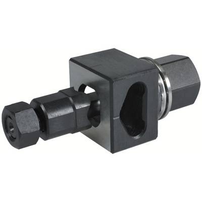 Metall-Lagerblock mit integriertem Lager und Sechskantschraube, geeignet für industrielle Anwendungen und Maschinenbauprojekte.