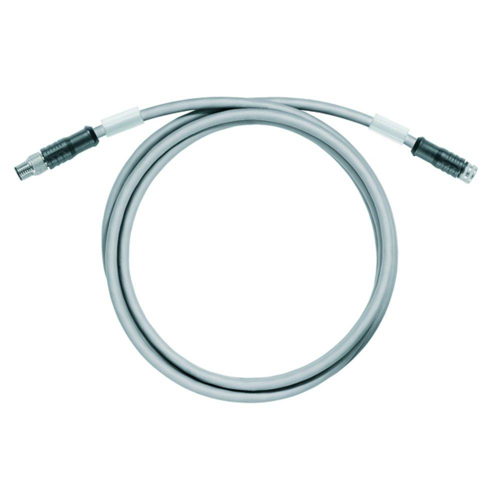 Ein graues Kabel mit je einem schwarzen Stecker an beiden Enden, geeignet für die Verbindung elektronischer Geräte.