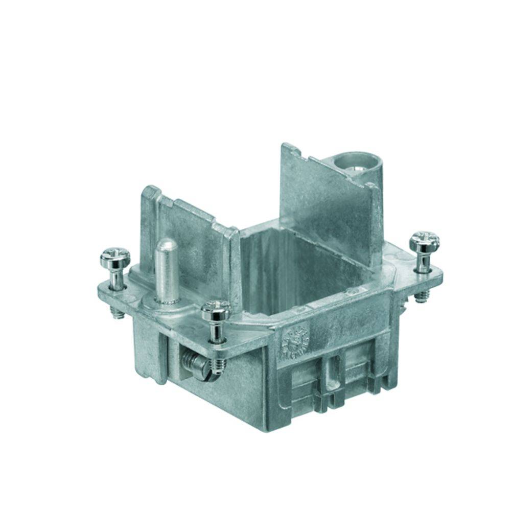 Metallene Anschlussdose mit Schrauben an den Ecken. Verwendet für die Installation von elektrischen Leitungen in Gebäuden.