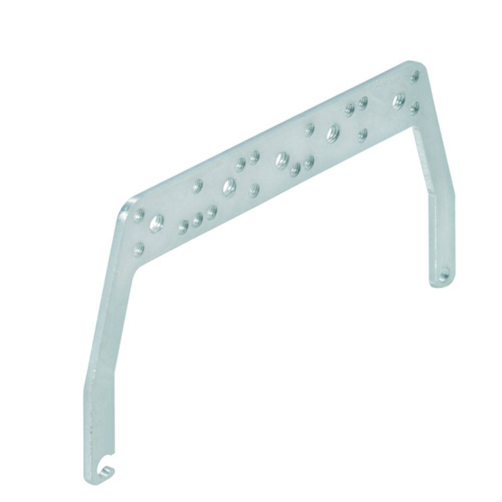 Metallwinkel mit mehreren Löchern, verwendet als Bauelement zur Befestigung oder Stabilisierung von Strukturen.