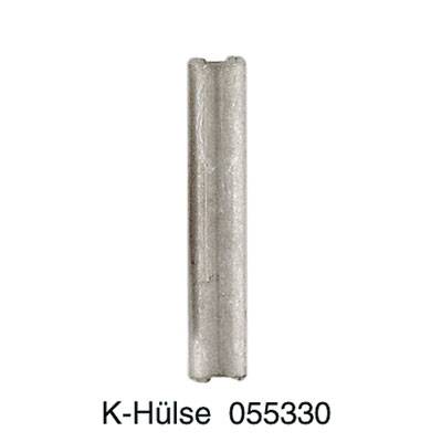 Zylindrisches, metallisches Bauteil, bezeichnet als 'K-Hülse 055330', vor weißem Hintergrund.