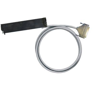 Ein graues Kabel endet in einem mehrpoligen Stecker, verbunden mit einem schwarzen Adapter. Geeignet für Computeranschlüsse.