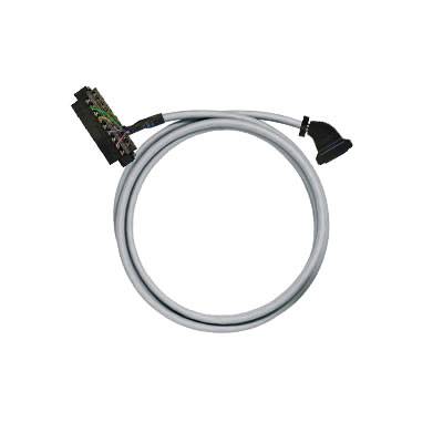 Ein graues Kabel mit einem rechteckigen Stecker an einem Ende und einem abgewinkelten Stecker am anderen.用于连接 elektronischen Geräten.