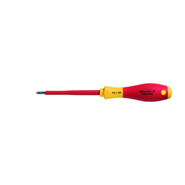 Weidmüller VDE Schlitz-Schraubendreher Klingenbreite: 4mm Klingenlänge: 100mm DIN 7437, DIN ISO 2380-2, DIN 5264, DIN ISO 2380-1 Weidmüller VDE Schlitz-Schraubendreher Klingenbreite: 4mm Klingenlänge: 100mm DIN 7437, DIN ISO 2380-2, DIN 5264, DIN ISO 2380-1