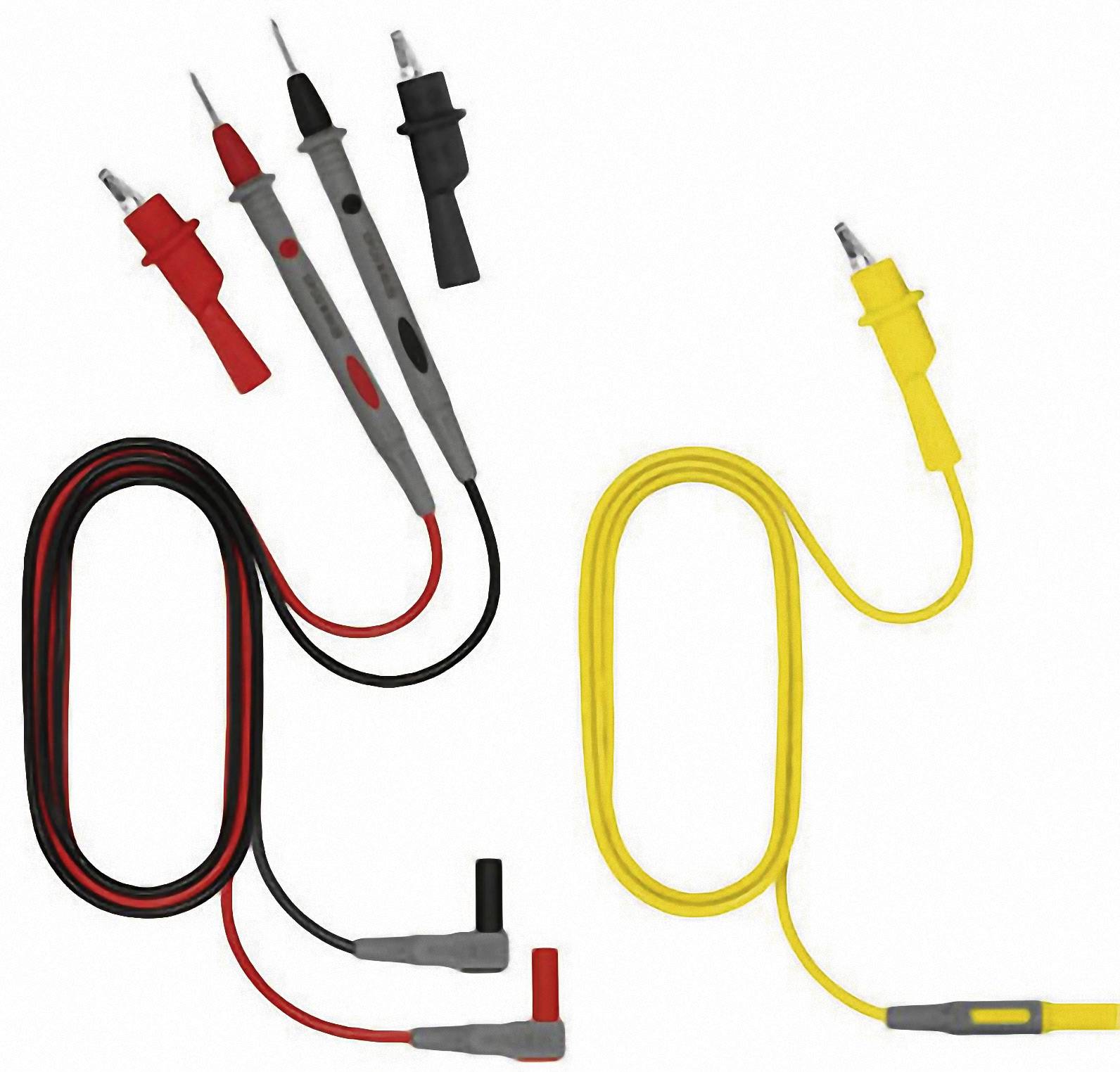Multimeter-Messleitungen: Zwei Sätze Kabel, einer in Rot-Schwarz, der andere in Gelb. Zum Testen von elektrischen Schaltkreisen.