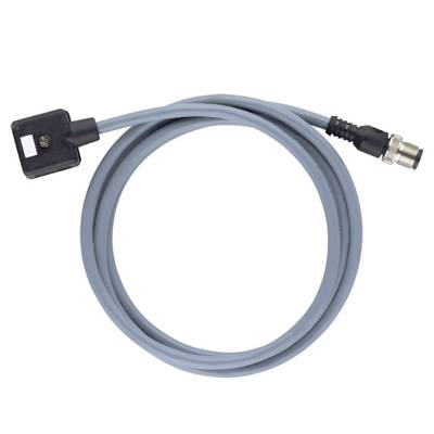 Graues USB-Kabel mit rechteckigem Stecker auf einer Seite und rundem Stecker auf der anderen Seite, auf weißem Hintergrund.