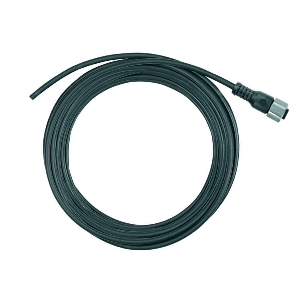 Ein langes, schwarzes Kabel mit einem Stecker am Ende, aufgerollt. Es wird oft für elektronische Verbindungen verwendet.