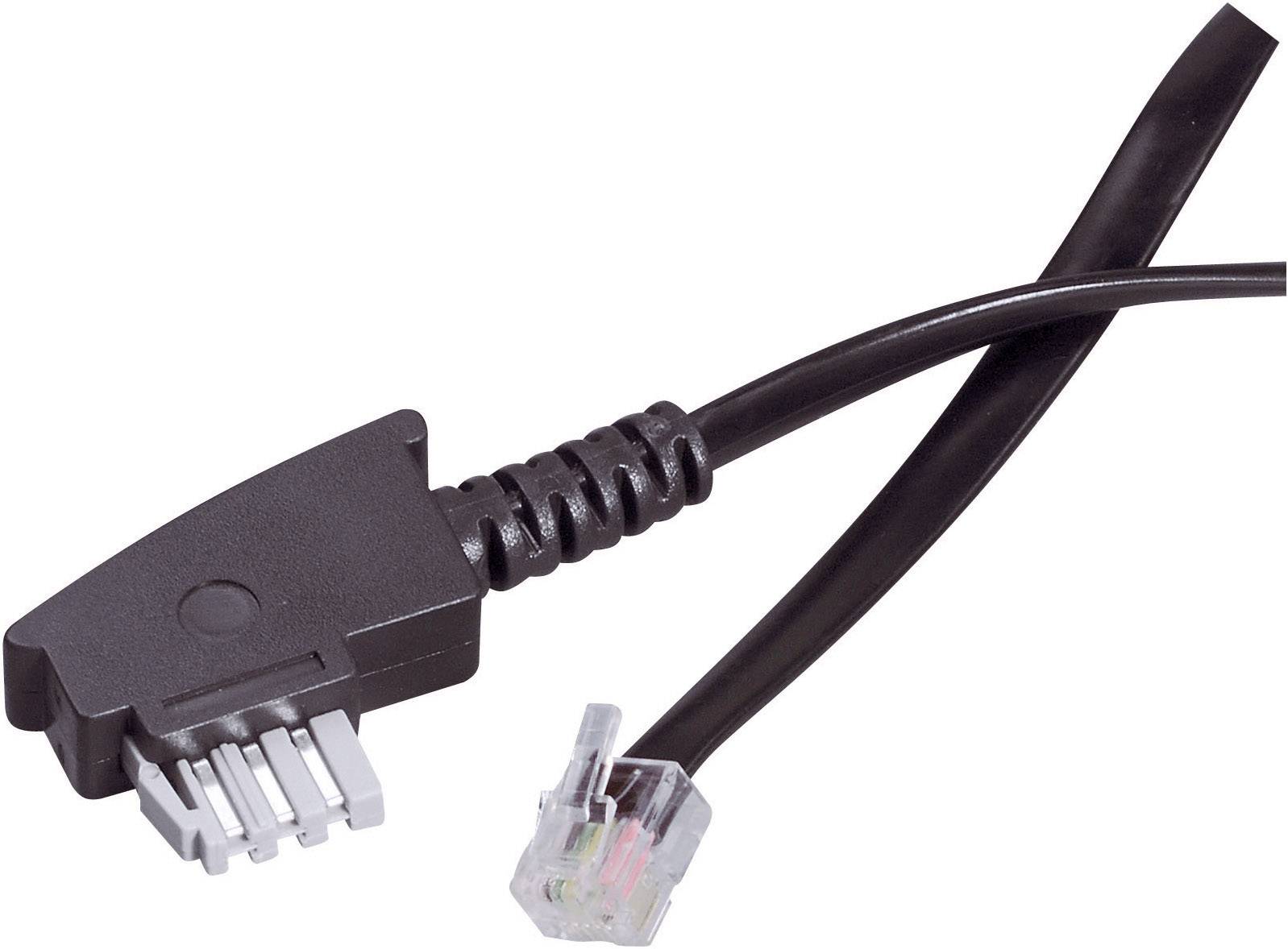 Basetech Fax Anschlusskabel gebrückt [1x TAE-N-Stecker - 1x RJ11-Stecker 6p2c] 10.00m Schwarz