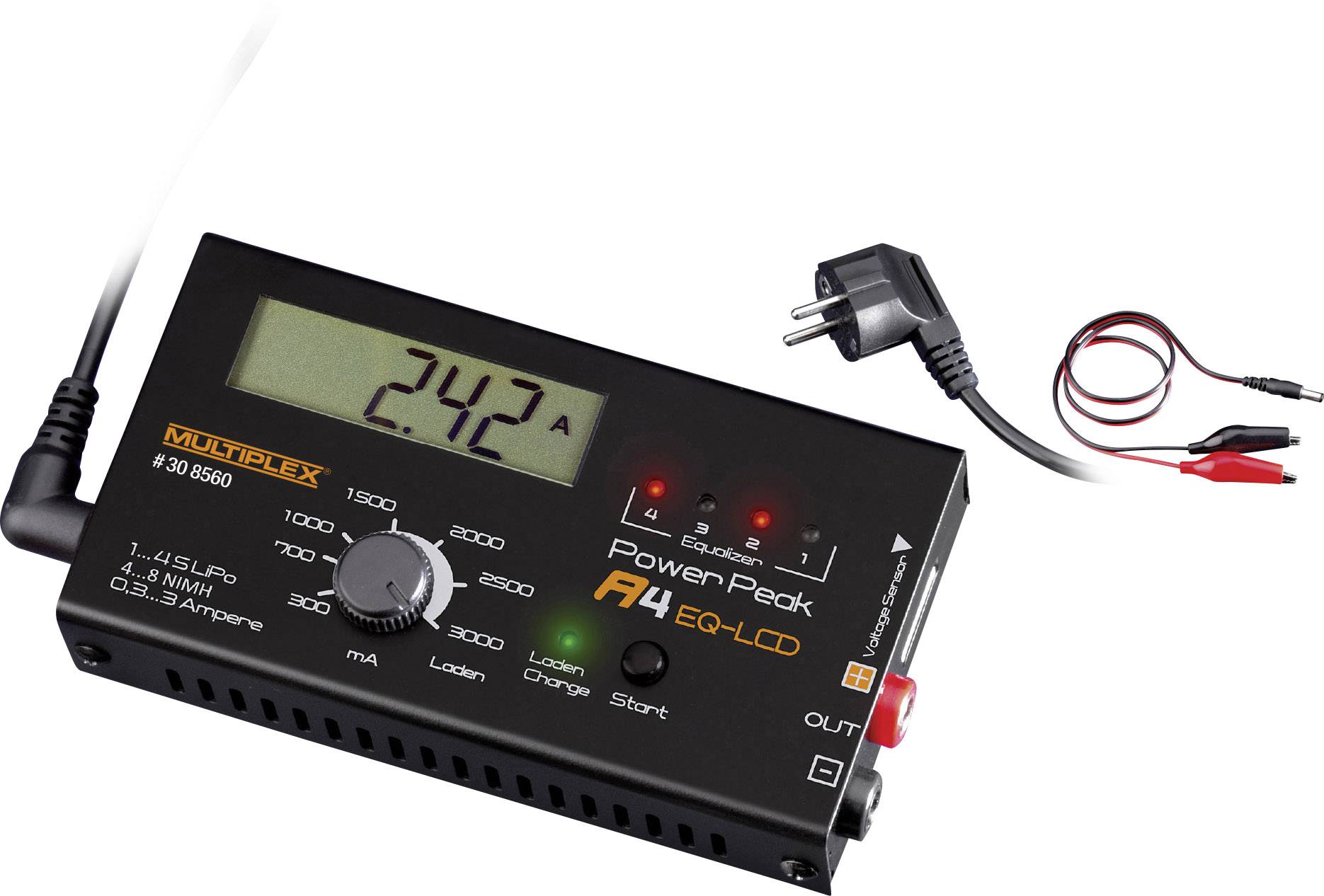 Power Peak A4 EQ-LCD Modellbau-Ladegerät 12V 3A NiCd, NiMH, LiPo, LiFePO