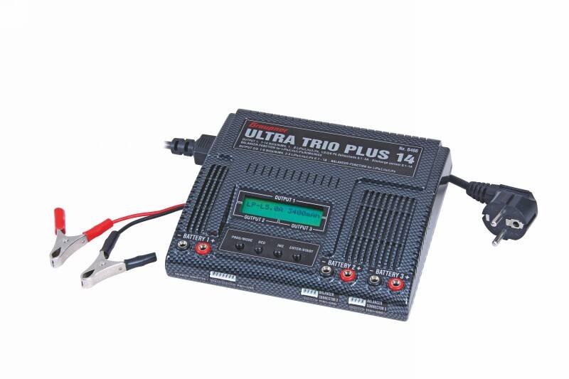 Graupner Ultra Trio Plus 14 Modellbau-Multifunktionsladegerät 12 V, 220V 5A NiCd, NiMH, LiPo, LiIon, LiFePO, Blei