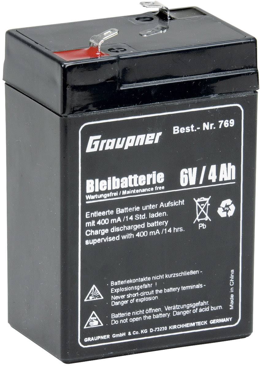 Graupner Modellbau-Akku (Blei) 6V 4000 mAh Block Flachstecker