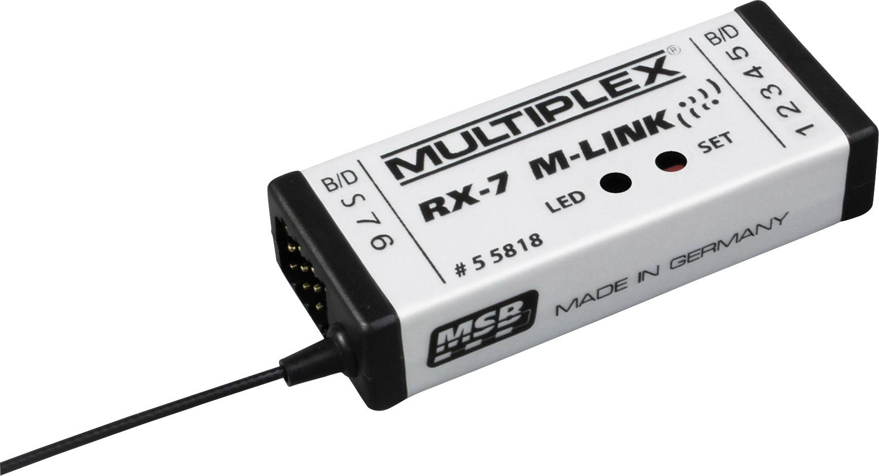 Multiplex RX-7 7-Kanal Empfänger 2,4 GHz Stecksystem Uni (Graupner / JR / Futaba)