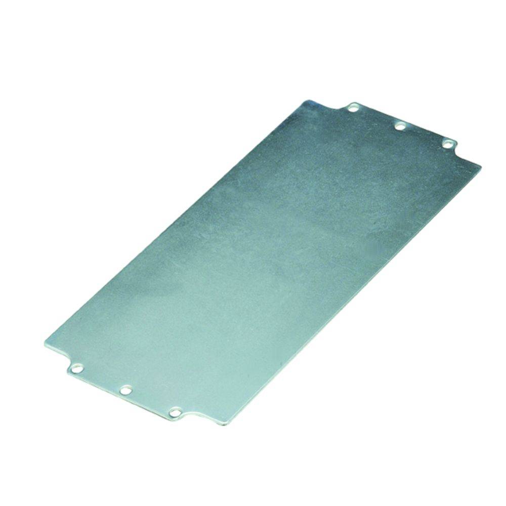 Metallplatte mit mehreren Löchern an den Rändern, geeignet für mechanische oder elektronische Anwendungen.