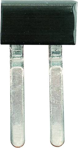 Ein elektronisches Bauteil mit zwei Metallanschlüssen und einem schwarzen, rechteckigen Gehäuse.