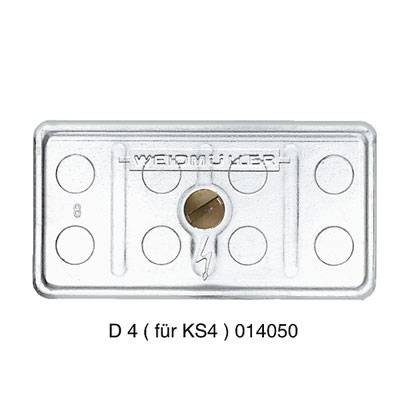 Metallener Einsatz D 4 von Weidmüller, passend für KS4, mit sechs runden Vertiefungen und Mittenloch, Artikelnummer 014050.