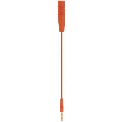 Rotes elektrisches Kabel mit Steckverbindern an beiden Enden, geeignet für den Einsatz in elektronischen Geräten.