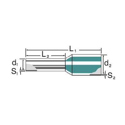 Technische Zeichnung eines Werkzeugbits mit Maßen d1, d2, L1, L2, S1, S2, das die Form und Größe des Bits beschreibt.
