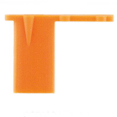 Oranges Kunststoffteil, das wie ein umgedrehtes 'T' geformt ist, verwendet in Bau oder formlosen Anwendungen.