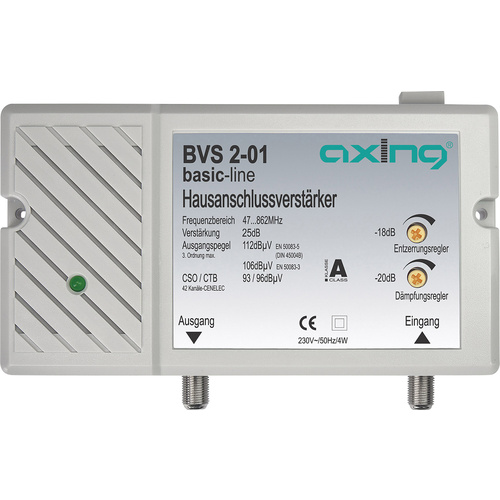 Amplificateur BK avec connexions F 30 dB Axing BVS 2 -01