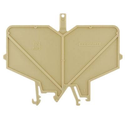 Beige Abdeckung mit geometrischem Design, Text 'HPA ADP3' und 'WEIDMÜLLER'. Deckt elektrisch sensible Teile zum Schutz ab.