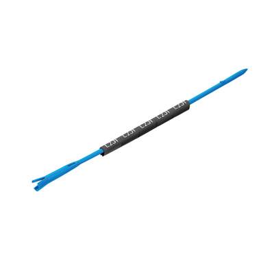 Ein blaues Glasfaserkabel mit einer schwarzen Kabelumwicklung in der Mitte, auf der in Weiß '1x4' aufgedruckt ist.
