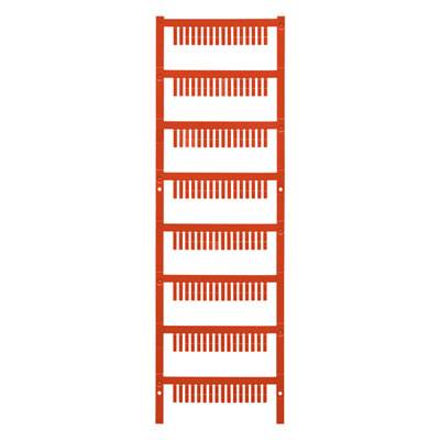 Ein vertikales, rotes Bauteil mit mehreren horizontalen Elementen. Es könnte ein technisches Bestandteil oder Halterung sein.