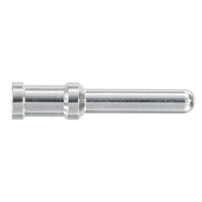 Metallischer zylindrischer Stift, glänzend und silberfarben, mit einer schmaleren Spitze und einem breiteren Sockel.