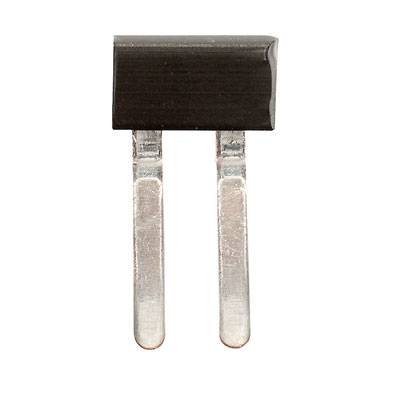 Ein schwarzer rechteckiger elektronischer Sensor mit zwei Metallpins zur Befestigung oder Verbindung in einem Schaltkreis.