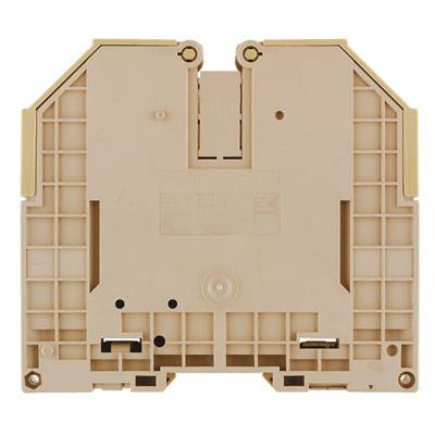 Das Bild zeigt eine beige Kunststoffhalterung oder Klemme mit quadratischen Gittermustern und mehreren Befestigungspunkten.
