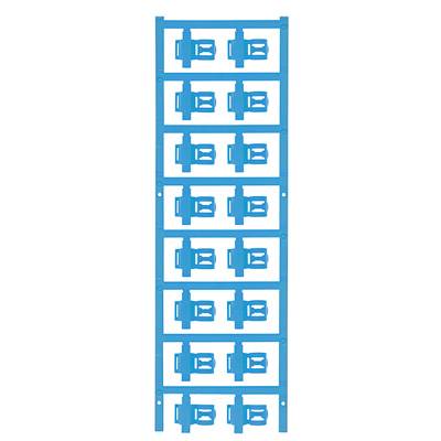 Eine blaue, rechteckige Kunststoff-Matrize mit mehreren symmetrisch angeordneten Öffnungen in Form von Schlitzen und Rechtecken.