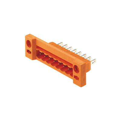 Oranger Steckverbinder mit mehreren Metallpins, geeignet für elektronische Verbindungen.
