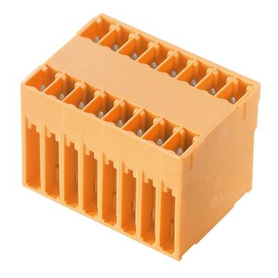 Ein rechteckiger, orangefarbener Steckverbinder mit zehn Steckplätzen, geeignet für den elektrischen Anschluss in technischen Geräten.