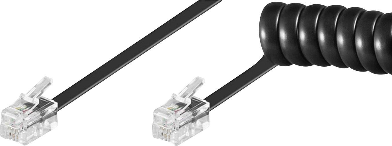 Telefonhörer Anschlusskabel [1x RJ10-Stecker 4p4c - 1x RJ10-Stecker 4p4c] Spiralkabel 7.00 m Schwarz