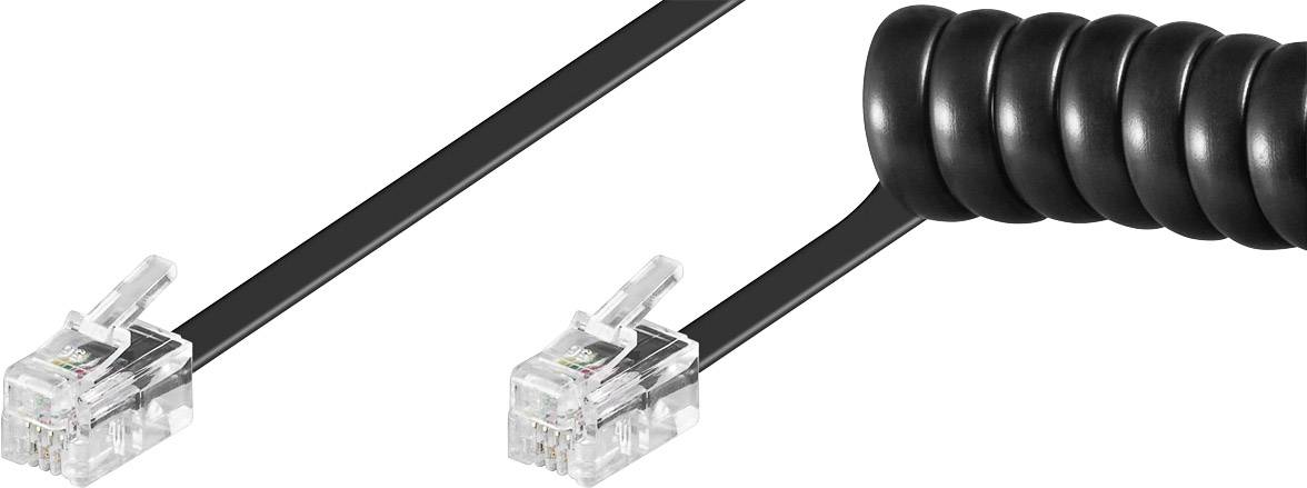 Telefonhörer Anschlusskabel [1x RJ10-Stecker 4p4c - 1x RJ10-Stecker 4p4c] Spiralkabel 7.00 m Schwarz
