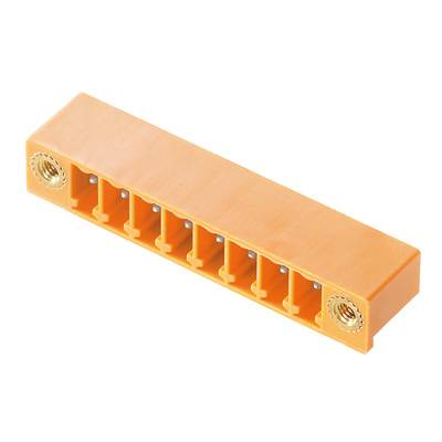 Ein orangefarbener Steckverbinderblock mit acht Anschlusspunkten, geeignet für elektrische oder elektronische Anwendungen.