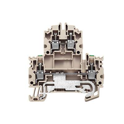 Elektrische Klemmenleiste in Draufsicht, zeigt interne Verdrahtung und Anschlusspunkte für elektrische Verbindungen.