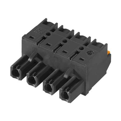 Ein schwarzer, rechteckiger Steckverbinder mit fünf Buchsen, geeignet für elektrische Verbindungen.