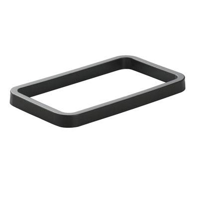 Ein rechteckiger, flacher Metallrahmen in Schwarz.