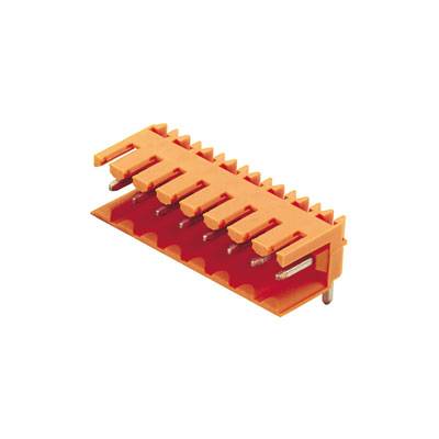 Orangener Steckverbinder, rechteckige Form, mit mehreren Kontaktpins, verwendet zur elektronischen Verbindung.